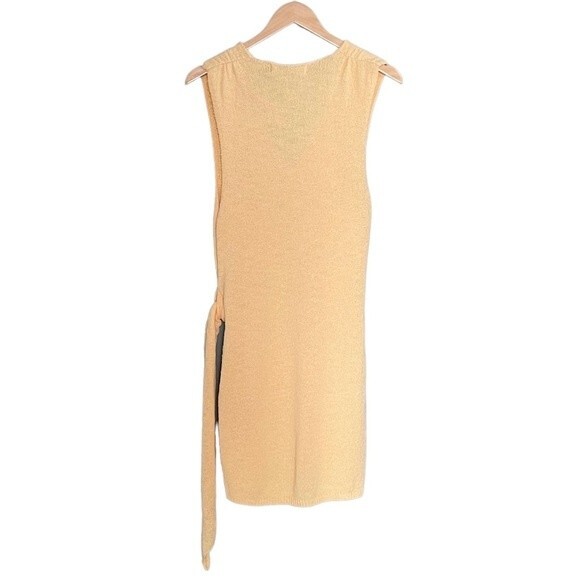 NWT Free People Faux Wrap Mini Sweater Dress Peach Sunrise Womens Size Large NEW - Picture 3 of 16